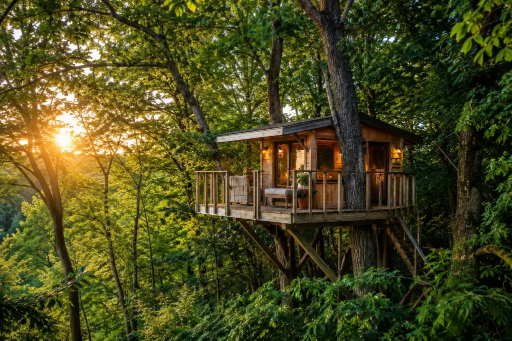 Cabane perchée dans les arbres pour une escapade insolite en amoureux